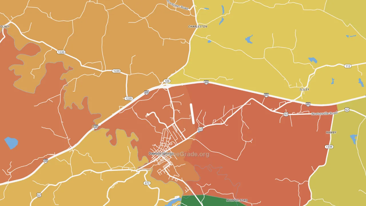 Dawson Springs, KY Map of Burglary Rates