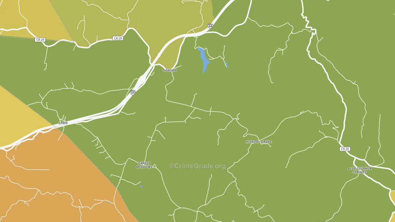 Dawson, WV Map of Burglary Rates