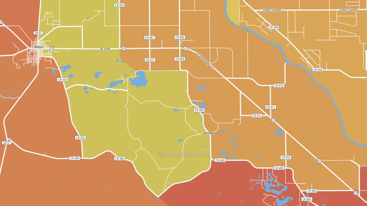 Day, FL Map of Burglary Rates