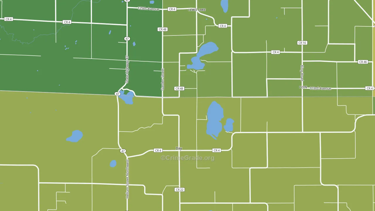 Day, MN Map of Burglary Rates