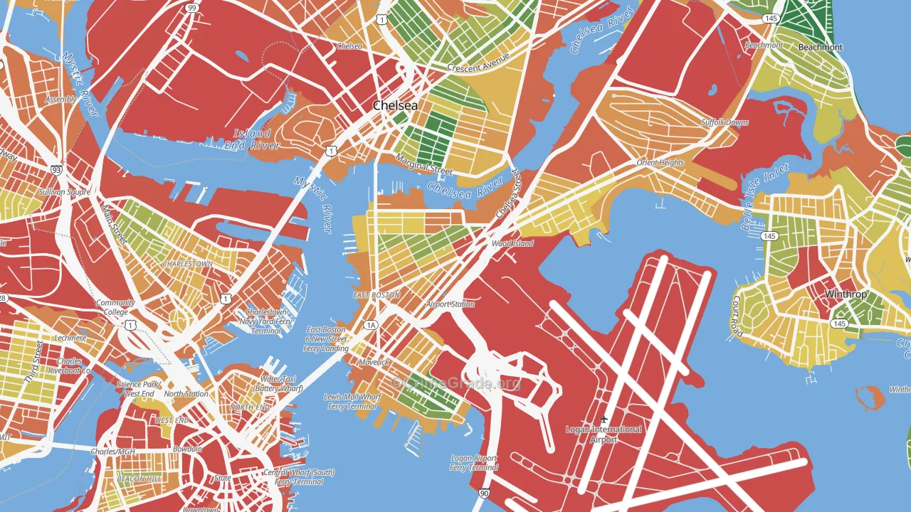 Day Square, Boston, MA Map of Burglary Rates