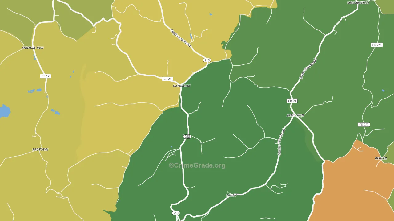 Daybrook, WV Map of Burglary Rates
