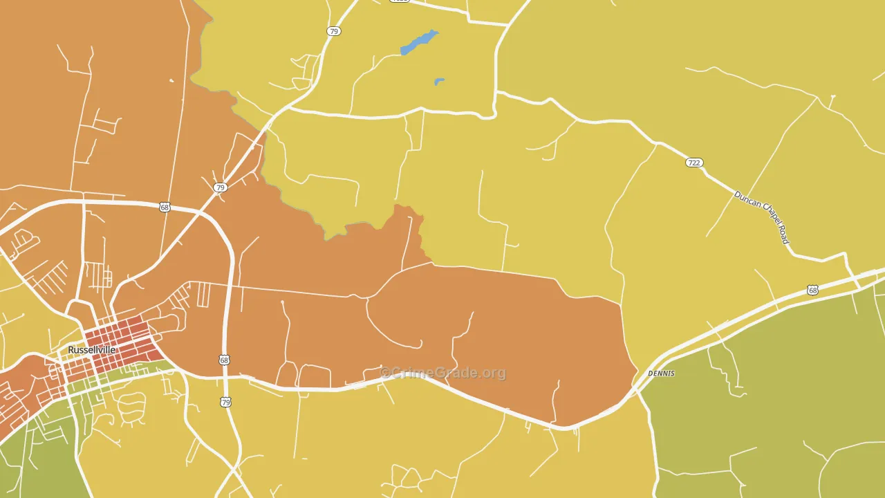 Daysville, KY Map of Burglary Rates
