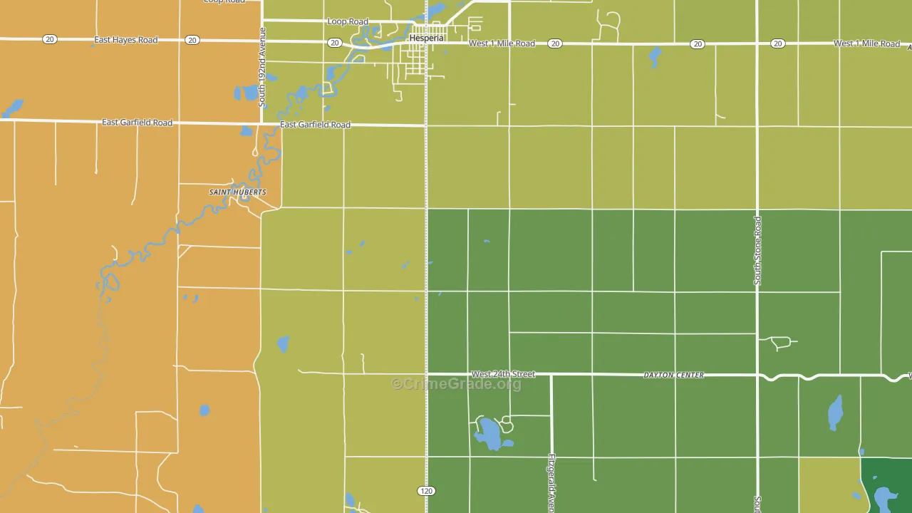 Dayton Center, MI Map of Burglary Rates
