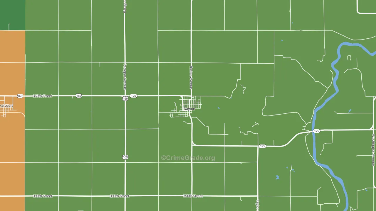 Dayton, IA Map of Burglary Rates