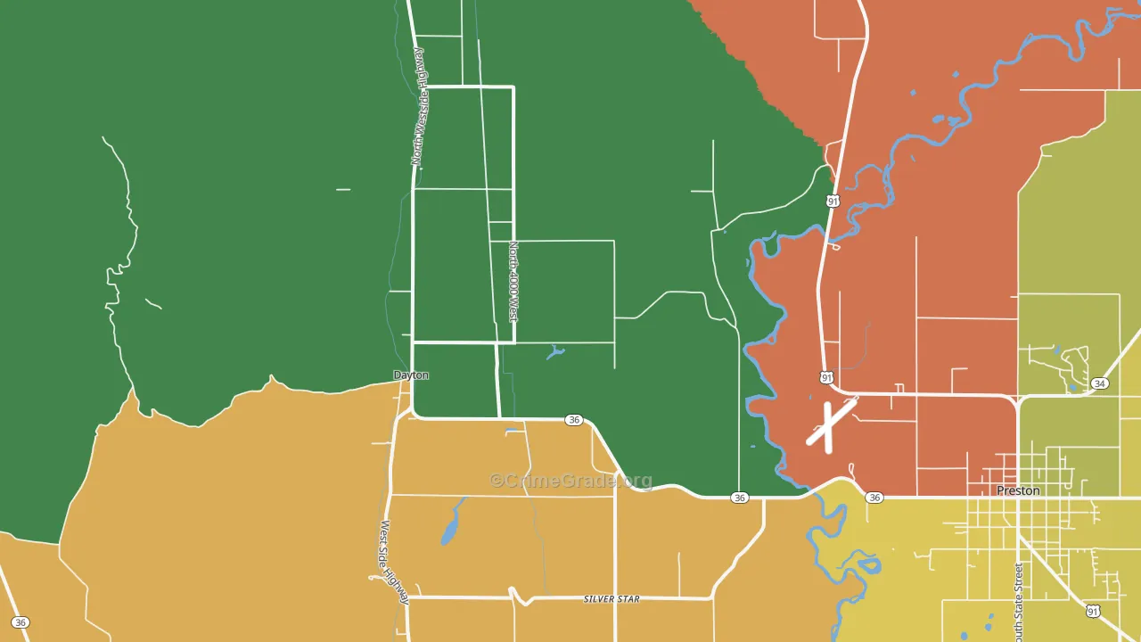 Dayton, ID Map of Burglary Rates