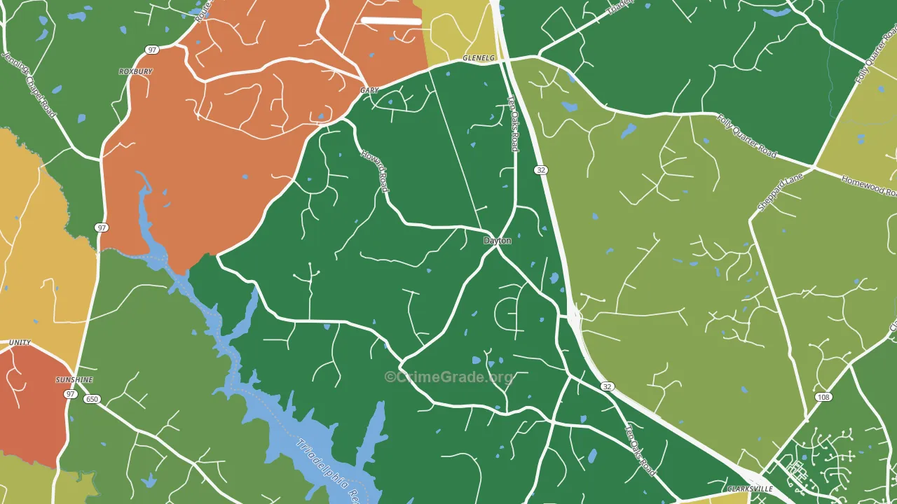 Dayton, MD Map of Burglary Rates