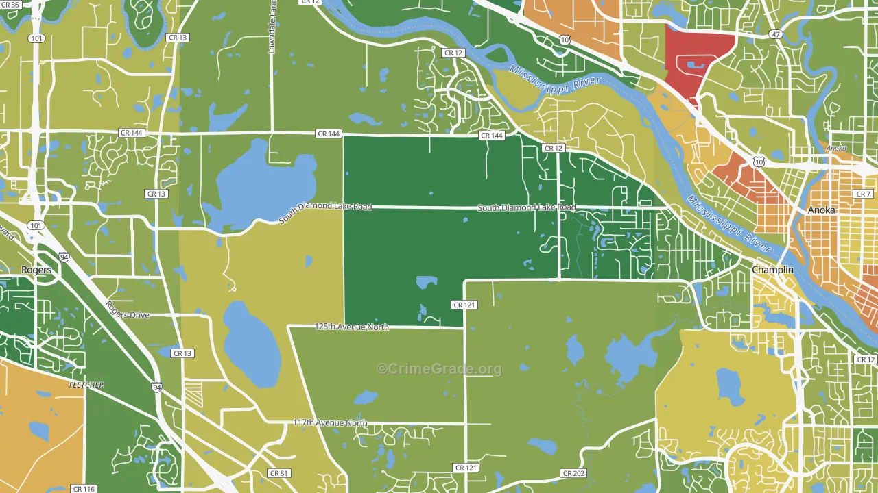 Dayton, MN Map of Burglary Rates