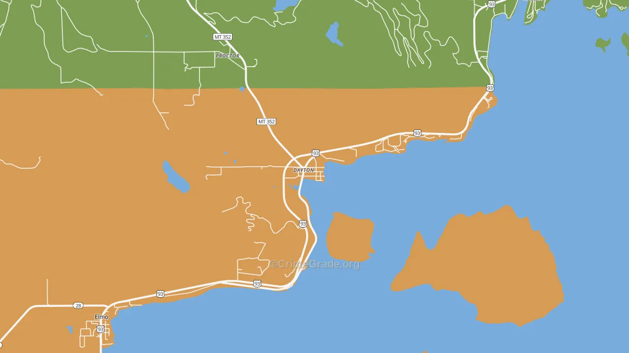 Dayton, MT Map of Burglary Rates