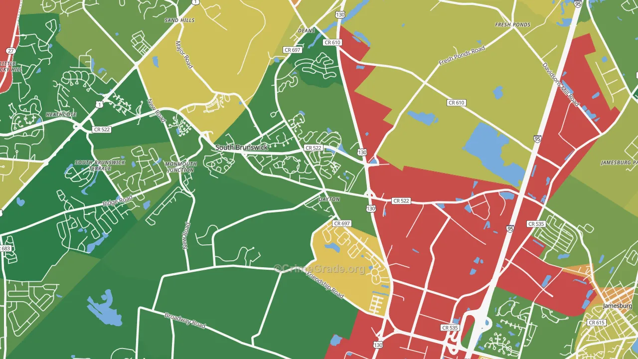 Dayton, NJ Map of Burglary Rates