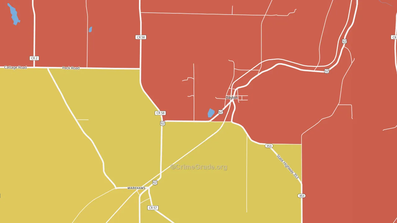Dayton, NY Map of Burglary Rates