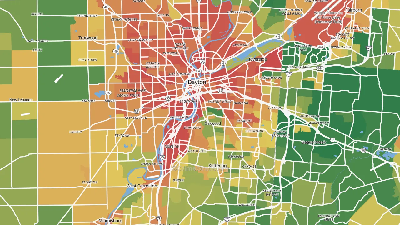 Dayton, OH Map of Burglary Rates