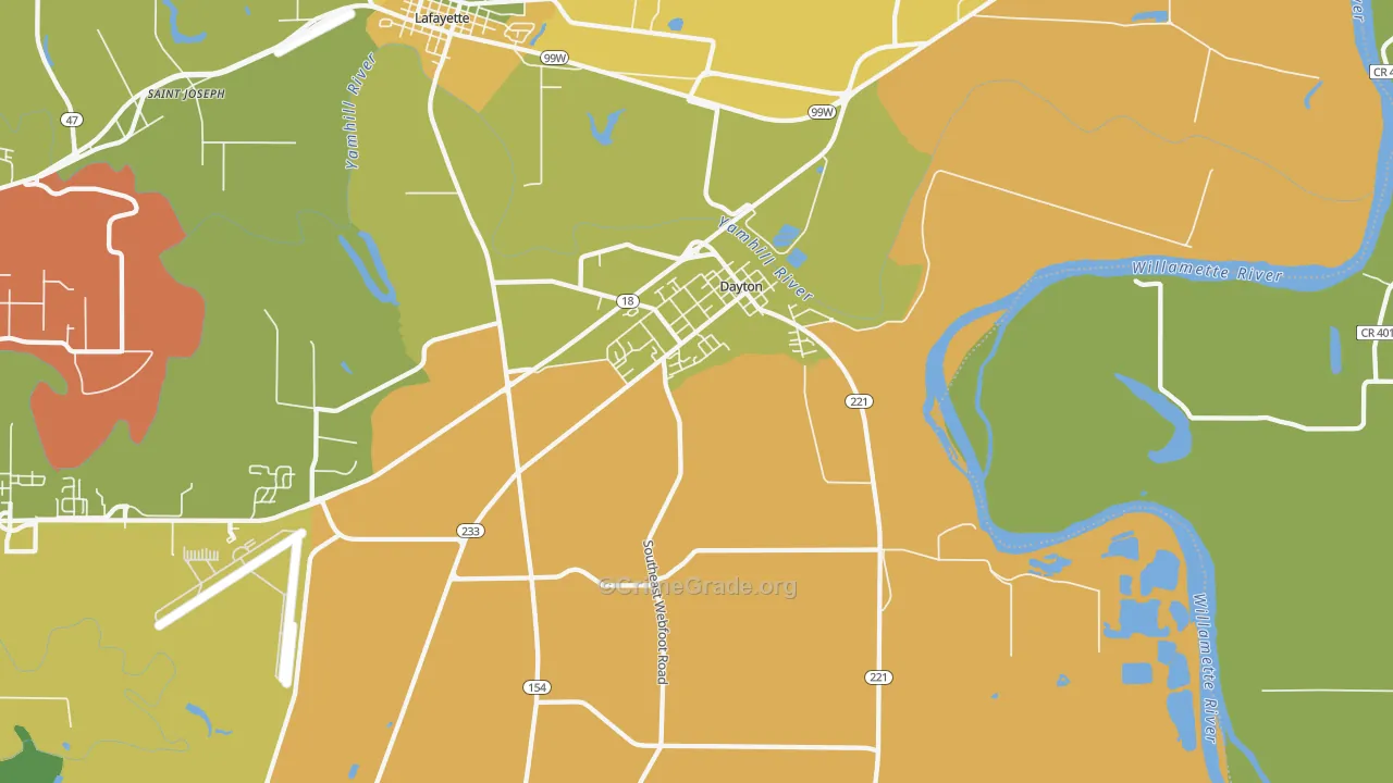 Dayton, OR Map of Burglary Rates