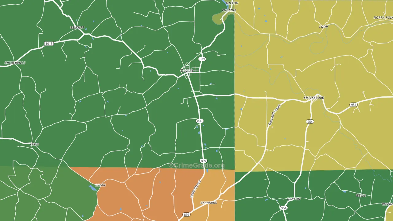Dayton, PA Map of Burglary Rates