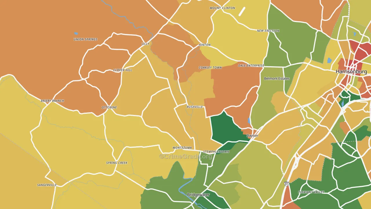 Dayton, VA Map of Burglary Rates