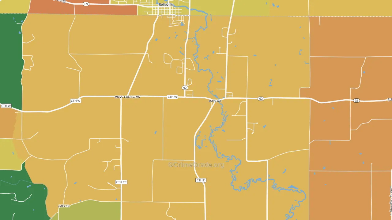 Dayton, WI Map of Burglary Rates