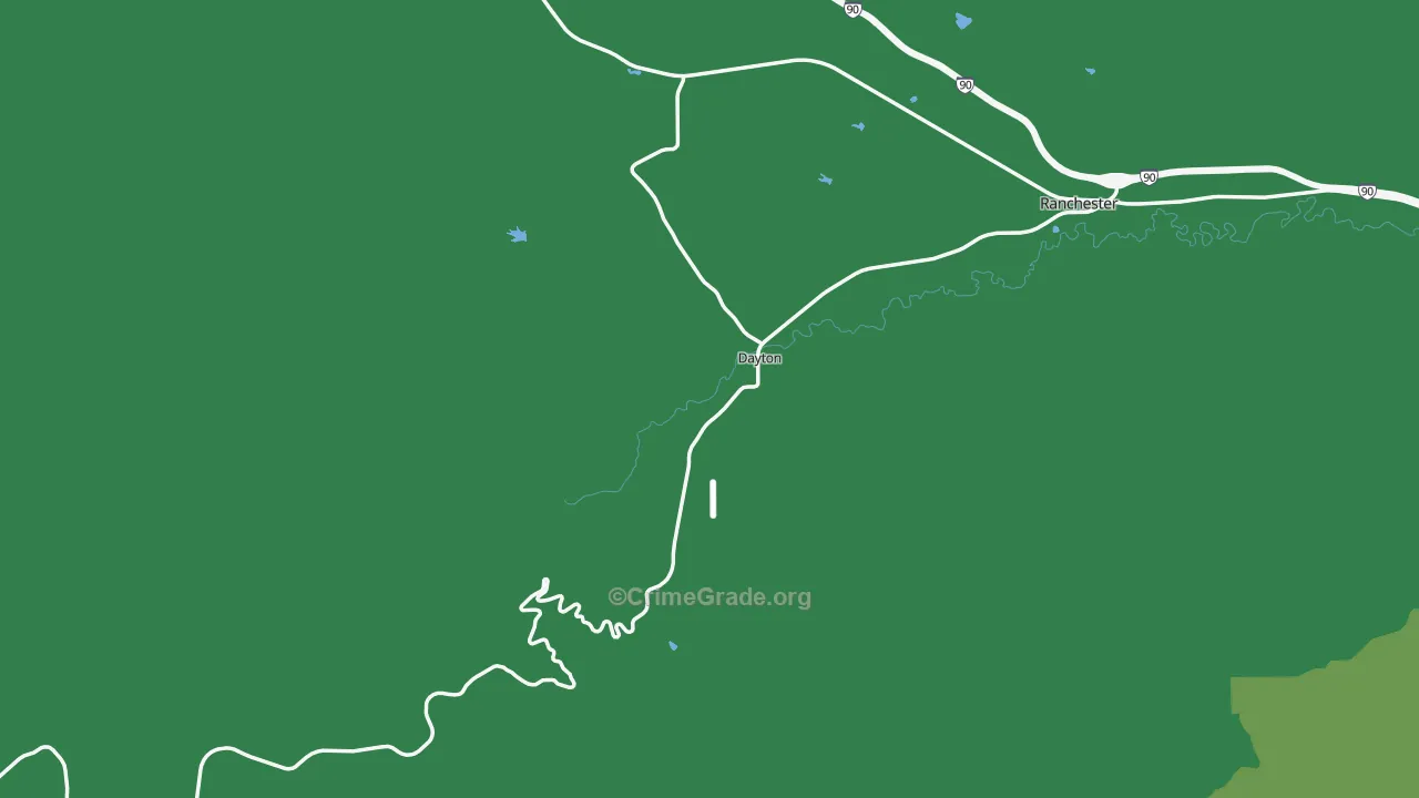 Dayton, WY Map of Burglary Rates