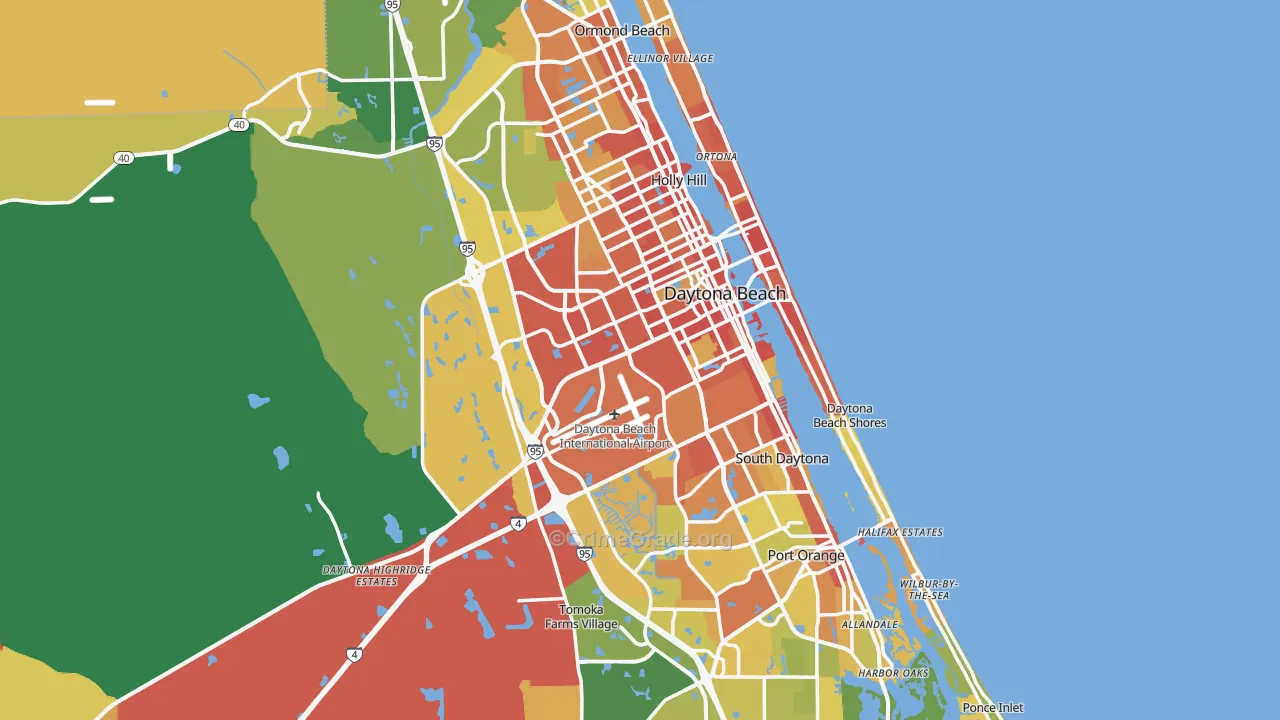Daytona Beach, FL Map of Burglary Rates