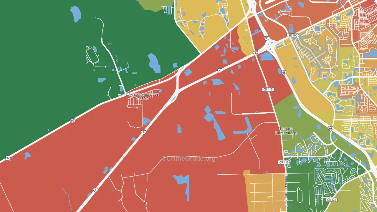 Daytona Highridge Estates, FL Map of Burglary Rates