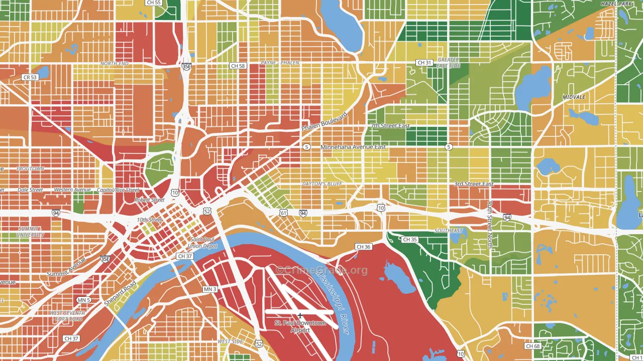 Dayton's Bluff, St. Paul, MN Map of Burglary Rates