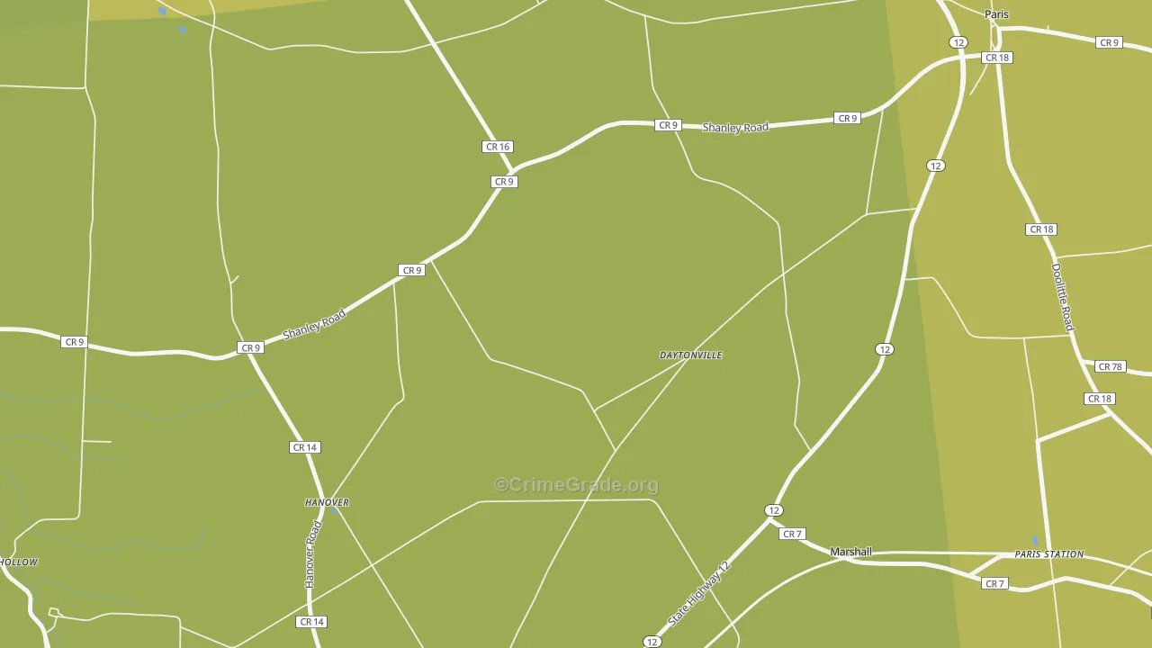 Daytonville, NY Map of Burglary Rates