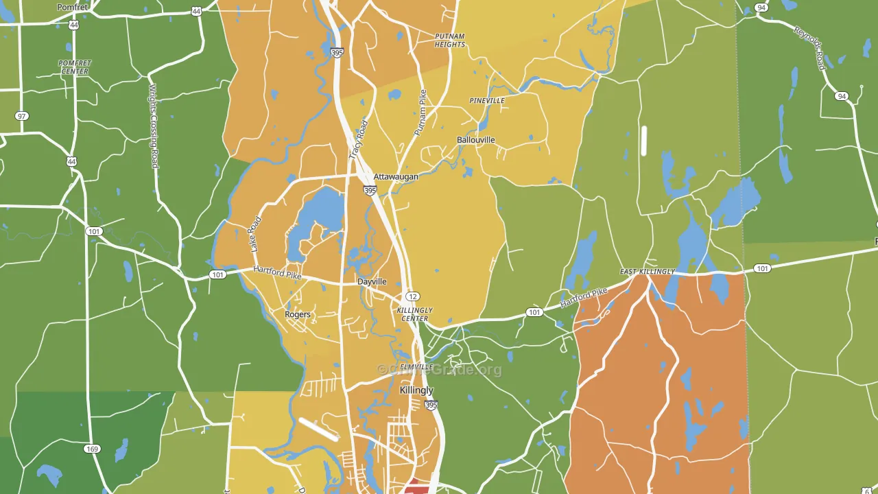 Dayville, CT Map of Burglary Rates