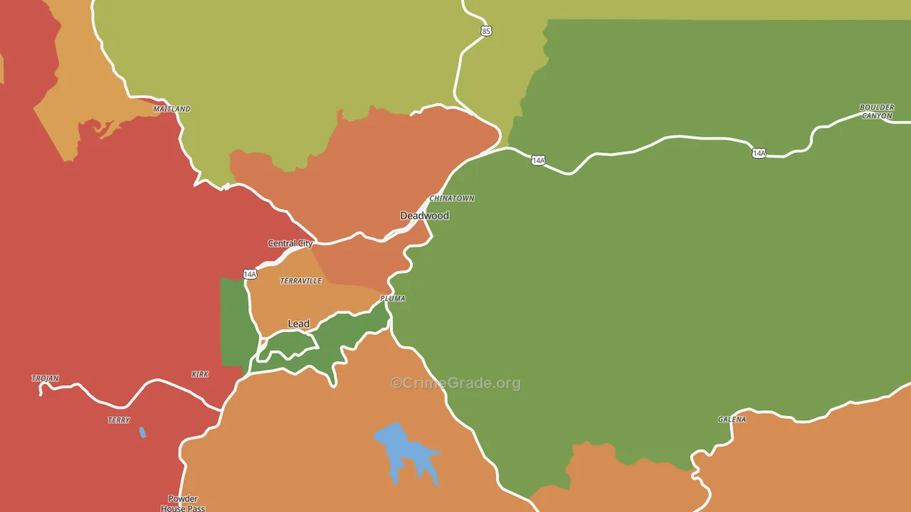 Deadwood, SD Map of Burglary Rates