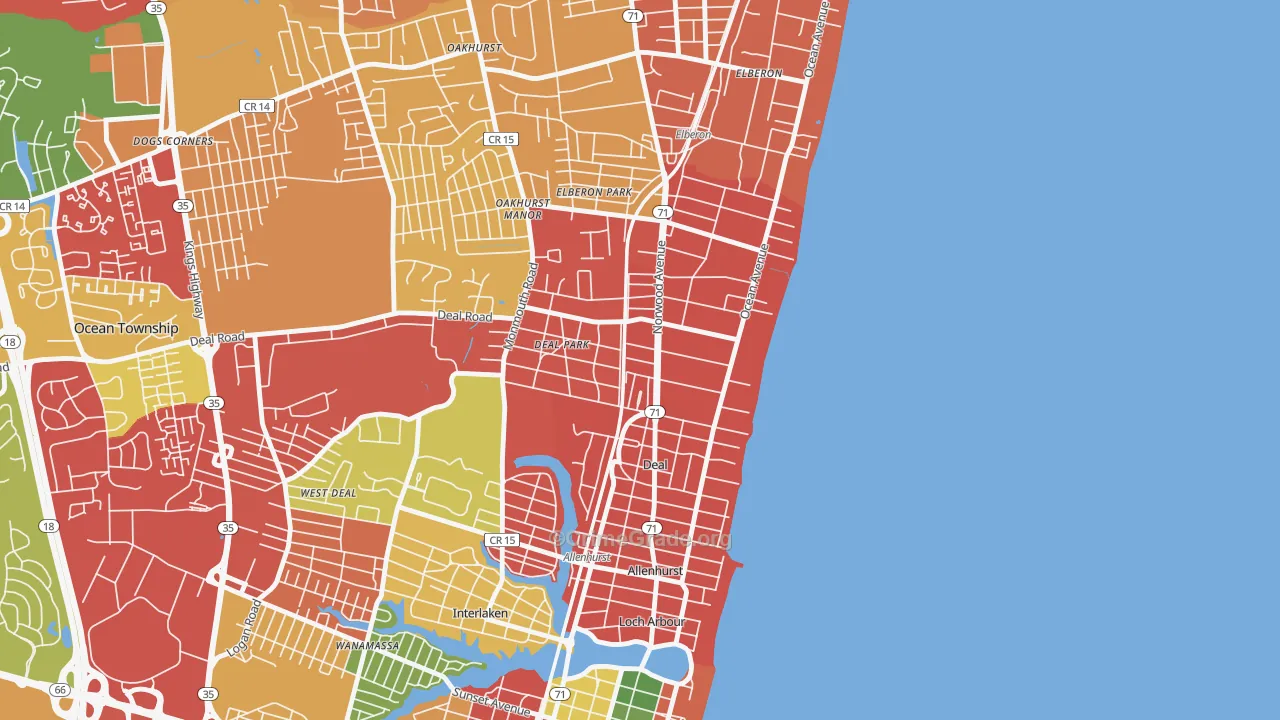 Deal, NJ Map of Burglary Rates