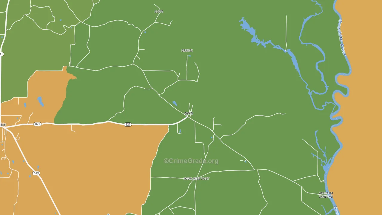 Dean, LA Map of Burglary Rates