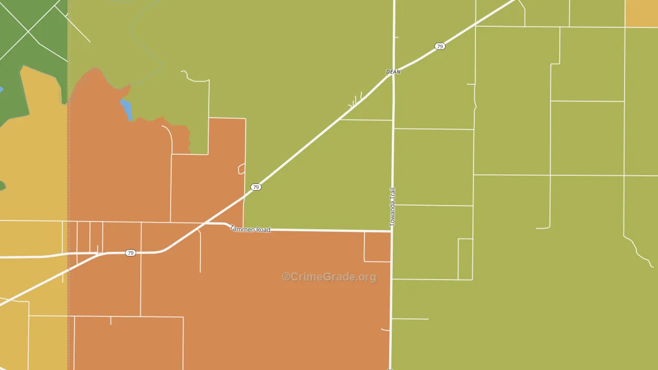 Dean, TX Map of Burglary Rates