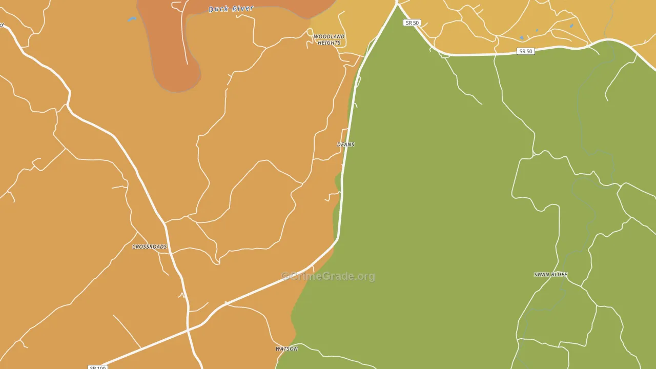 Deans, TN Map of Burglary Rates
