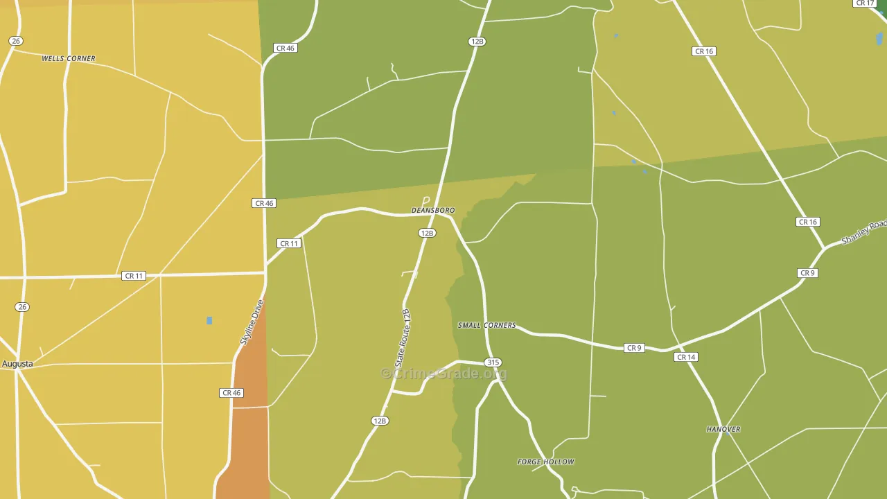 Deansboro, NY Map of Burglary Rates