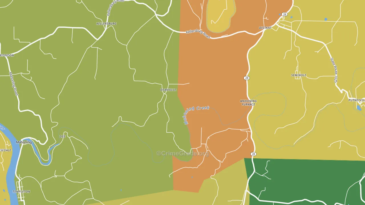 Deanville, PA Map of Burglary Rates