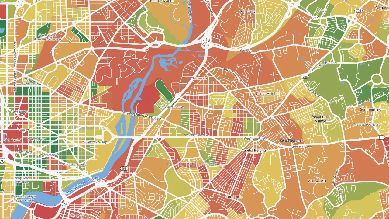 Deanwood, Washington, DC Map of Burglary Rates