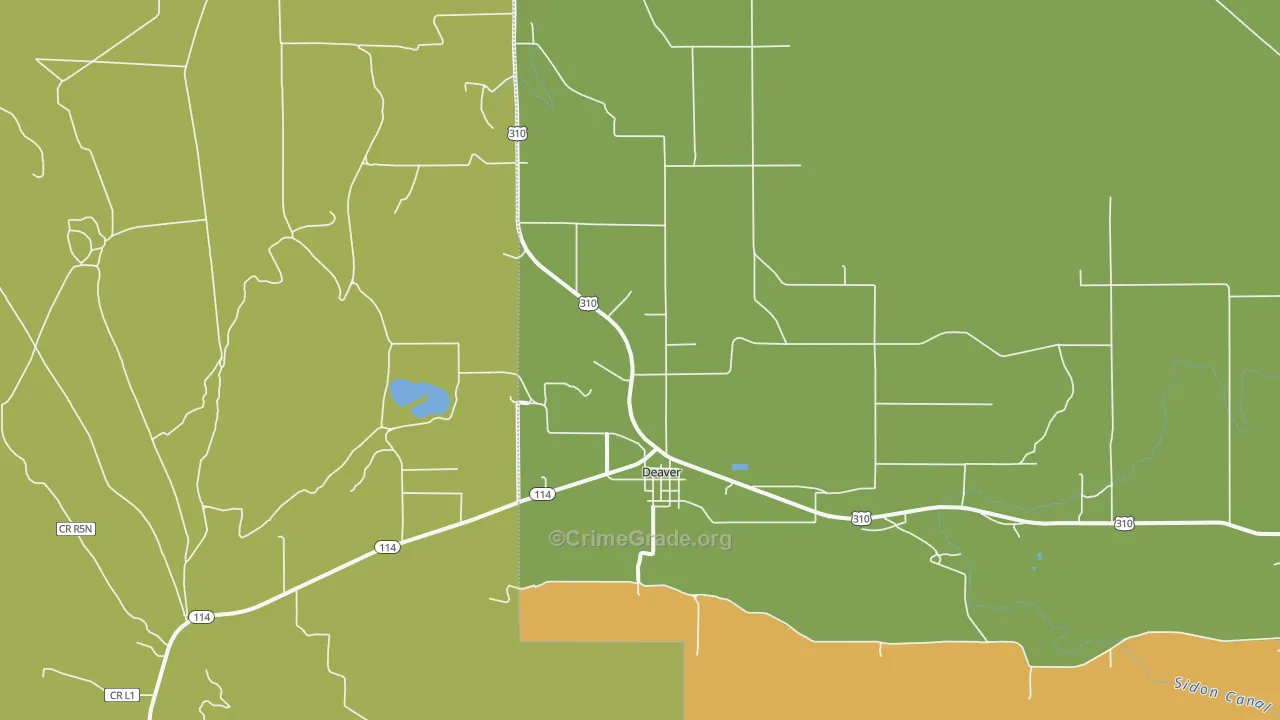 Deaver, WY Map of Burglary Rates