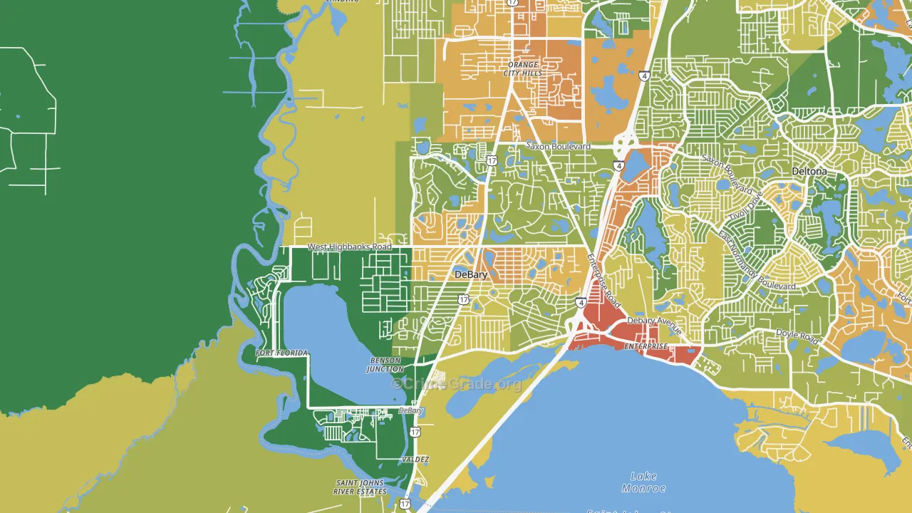 DeBary, FL Map of Burglary Rates