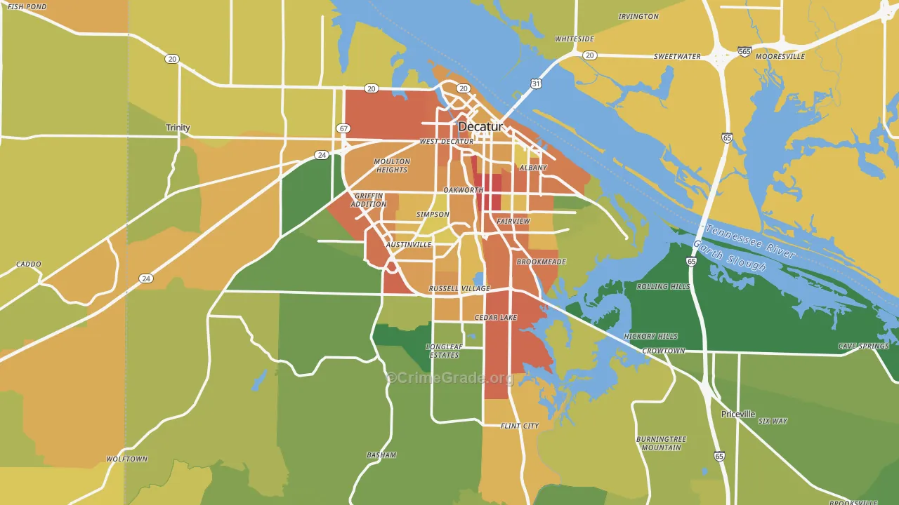 Decatur, AL Map of Burglary Rates