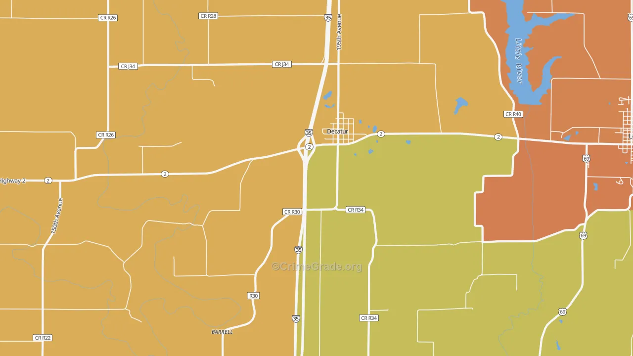 Decatur City, IA Map of Burglary Rates