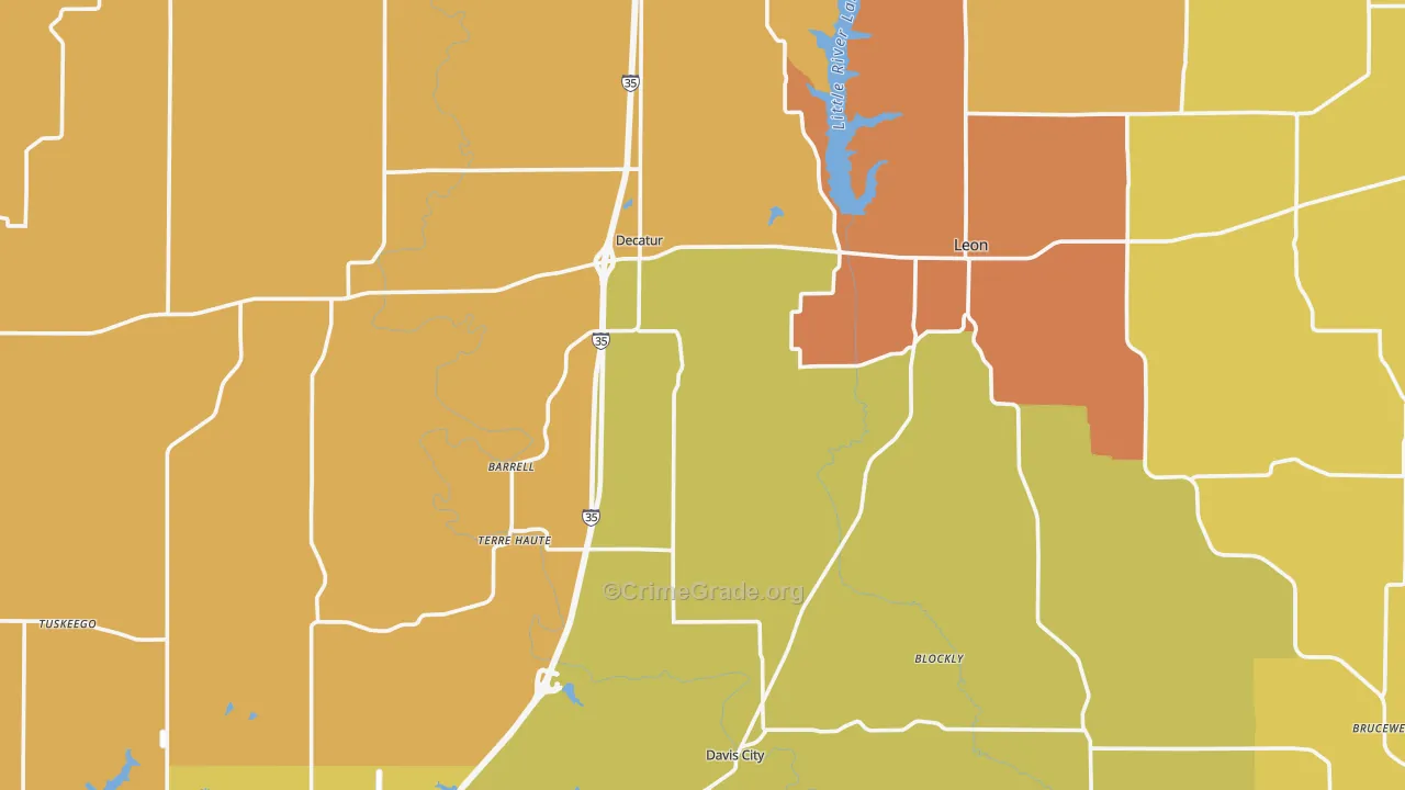 Decatur County, IA Map of Burglary Rates