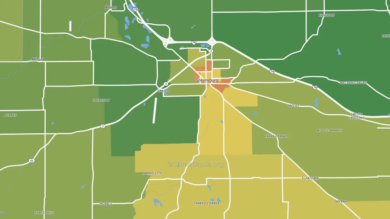 Decatur County, IN Map of Burglary Rates