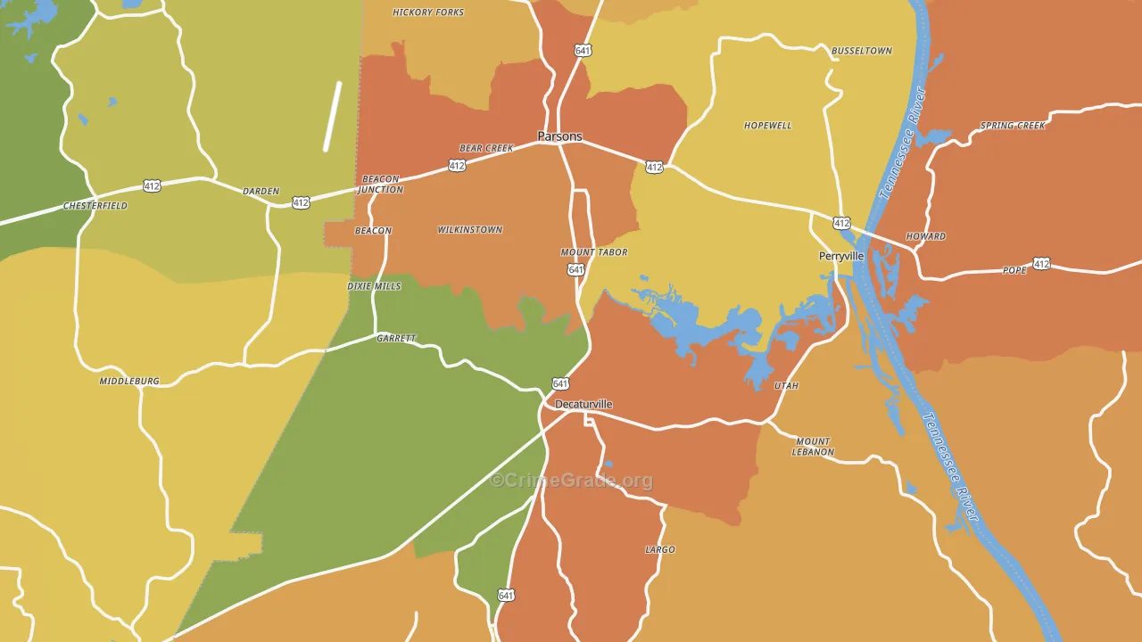 Decatur County, TN Map of Burglary Rates