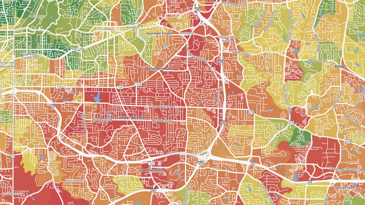 Decatur, GA Map of Burglary Rates