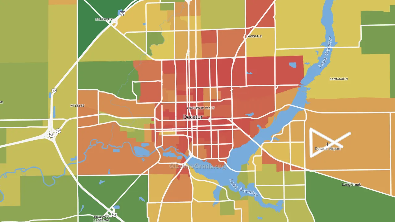 Decatur, IL Map of Burglary Rates