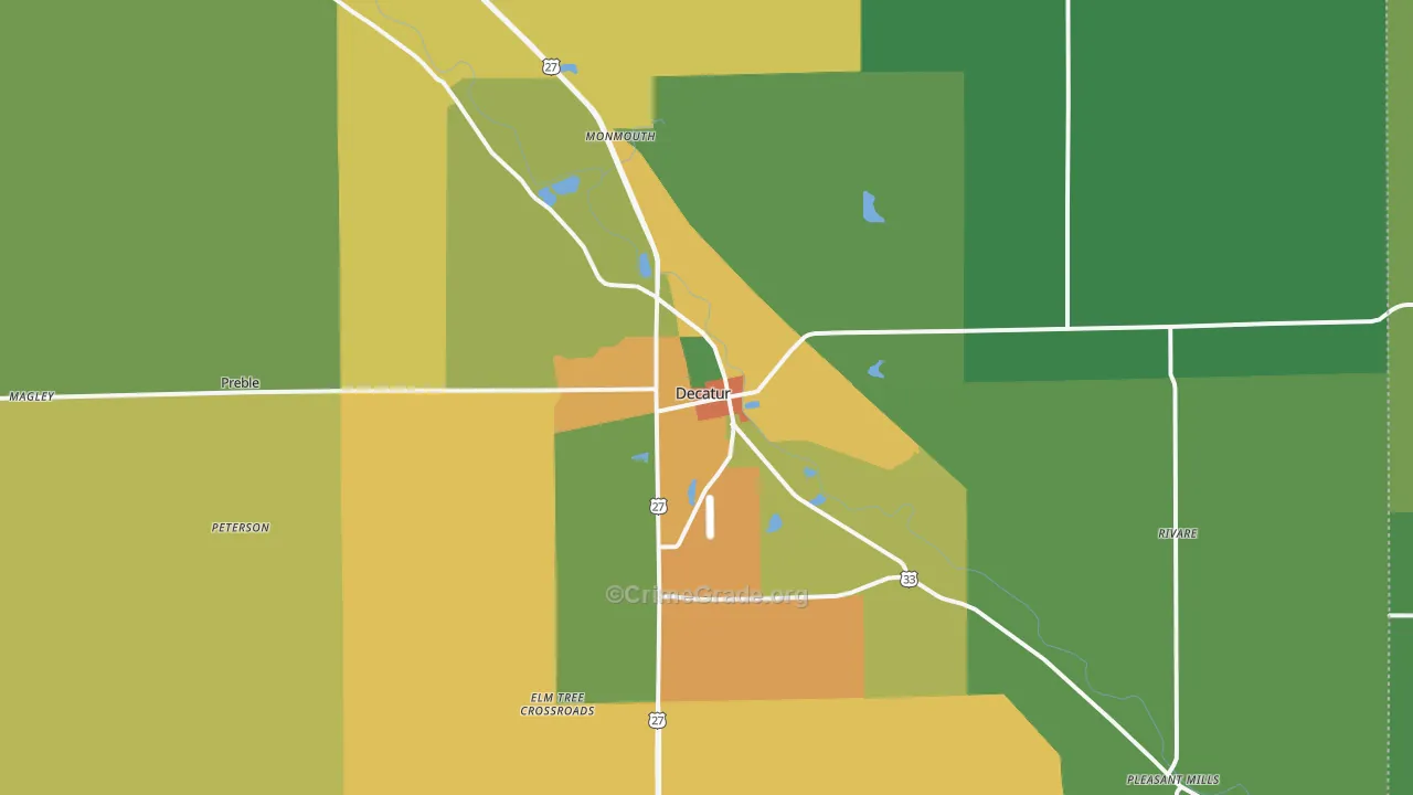 Decatur, IN Map of Burglary Rates