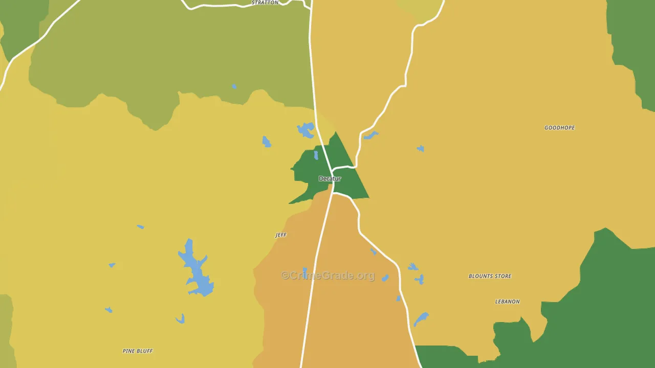 Decatur, MS Map of Burglary Rates