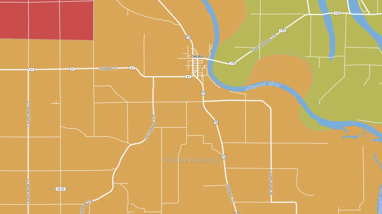 Decatur, NE Map of Burglary Rates