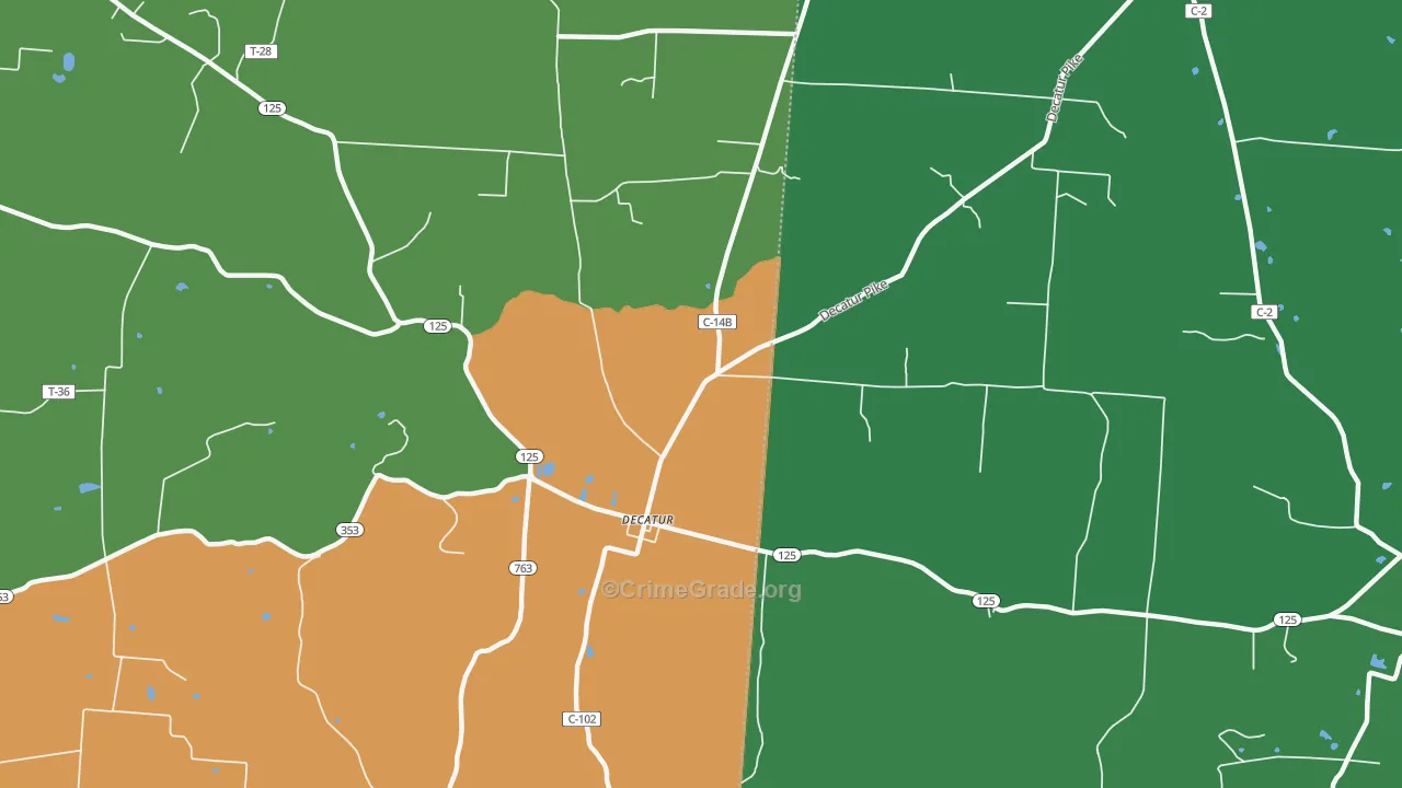 Decatur, OH Map of Burglary Rates