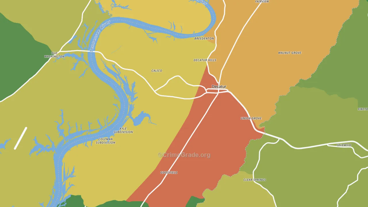 Decatur, TN Map of Burglary Rates
