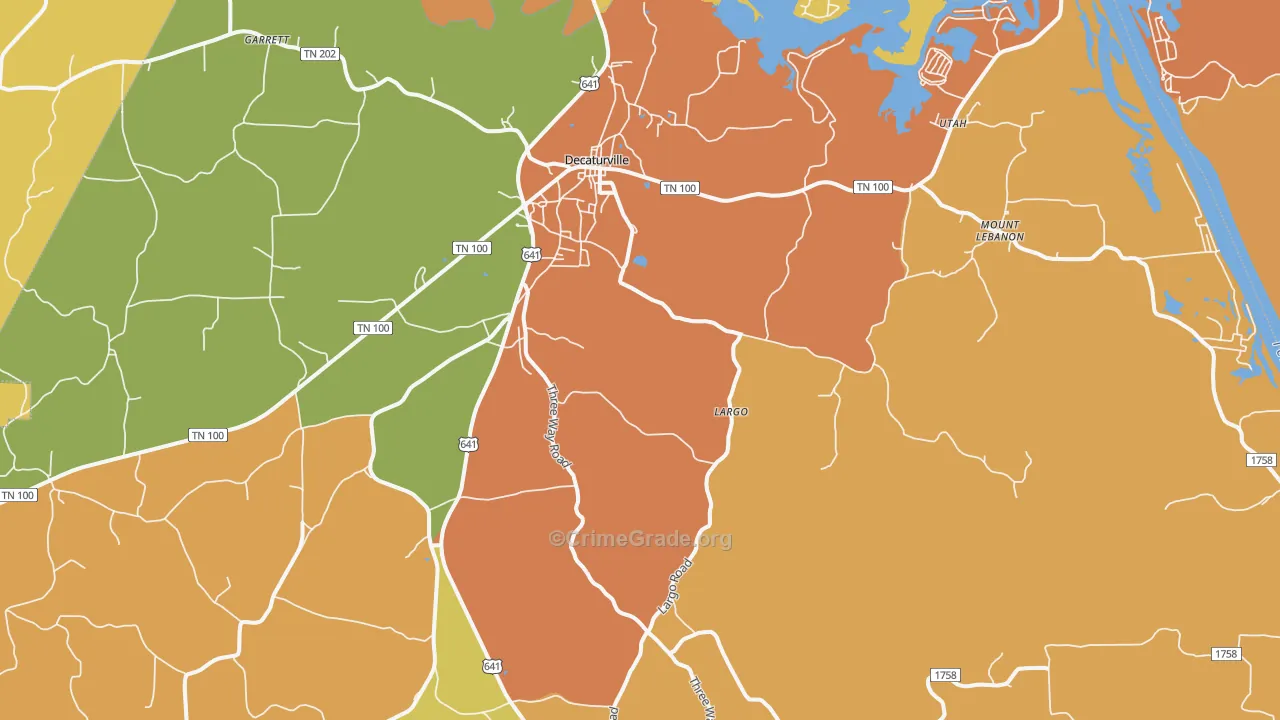 Decaturville, TN Map of Burglary Rates