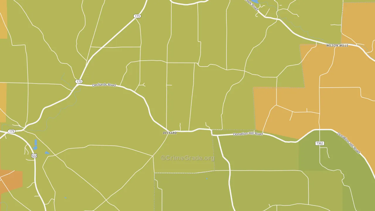 Deckard, PA Map of Burglary Rates